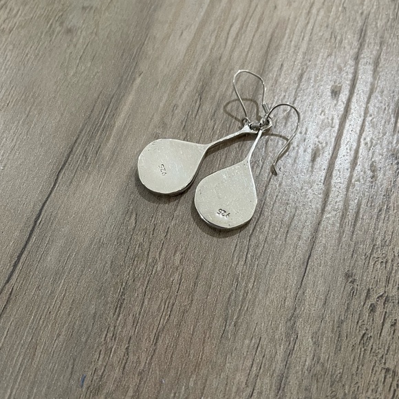 Turquoise & Silver Drop Earrings - Picture 2 of 2